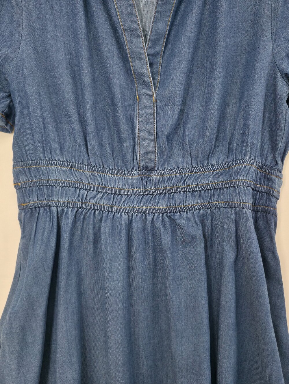 Simplee Blue Lyocell Blend Mini Dress M Tiered Pockets Boho Prairie - Picture 6 of 15